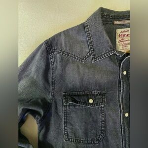 Black-wash Western-style Denim Button-down